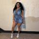 EVE Fashion Sleeveless Drawstring Denim Mini Dress MEM-88574