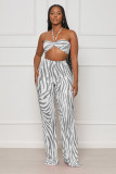 EVE Sexy Print Tube Tops And Straight Pants Two Piece Set ANDF-AD1533