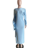 EVE Solid Color Long Sleeve Maxi Dress LS-0405
