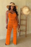 EVE Knit Sexy Sling Hollow Out Jumpsuit JPF-1096