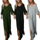EVE Plus Size Solid Color V Neck Maxi Dress GDAM-015