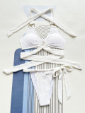 EVE White Backless Tie Up Bikinis 2 Piece Swimsuit CASF-6621