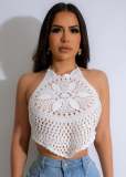 EVE Tie Up Crochet Cutout Vacation Beach Top OSM-4457