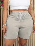 EVE Solid Color Drawstring Casual Shorts SFY-405