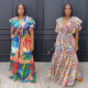 EVE Printed Ruffle Tie Up Patchwork 2 Piece Skirts Set NY-10760