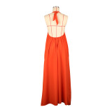 EVE Solid Color Sleeveless Halter Maxi Dress AIL-273