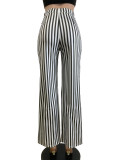 EVE Black Stripe High Waist Wide Leg Pants QODY-6022