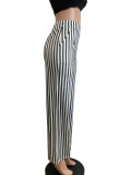 EVE Black Stripe High Waist Wide Leg Pants QODY-6022