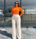 EVE Solid Color High Waist Micro Flare Pants QODY-6003