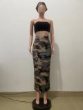 EVE Fashion Camouflage Back Slit Bustier Skirt QODY-6018