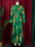 EVE Fashion Print Tie Up Long Sleeve Shirt Dress GCZF-8565