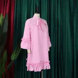 EVE Lace-up Flared Sleeve Loose A-line Dress GCZF-D3248-C2