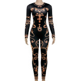 EVE Fashion Print Long Sleeve Jumpsuit XEF-41772