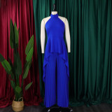 EVE Sleeveless Irregular Top Wide Leg Pants Two Piece Set GCZF-8556