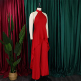 EVE Sleeveless Irregular Top Wide Leg Pants Two Piece Set GCZF-8556