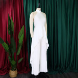 EVE Sleeveless Irregular Top Wide Leg Pants Two Piece Set GCZF-8556