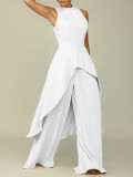 EVE Sleeveless Irregular Top Wide Leg Pants Two Piece Set GCZF-8556