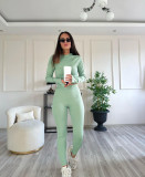 EVE Solid Color Long Sleeve Tight 2 Piece Pants Set SSNF-211417