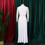EVE Fashion Ruffled Pleated Maxi Dress(With Belt) GCZF-8486P