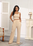 EVE Solid Color Tank Tops Knit Two Piece Pants Set SSNF-211434
