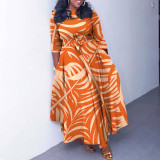 EVE Casual Print Tie Up Big Swing Maxi Dress GCZF-Q100-C1