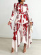 EVE Fashion Printed Lapel Tie Irregular Midi Dress GCZF-D3264-C1