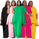 EVE Plus Size Solid Color Loose Two Piece Pants Set NNWF-7994