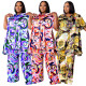 EVE Plus Size Print Short Sleeve Shirt 2 Piece Set NNWF-7986