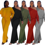 EVE Casual Solid Color Bat Sleeve Drawstring Jumpsuit YS-2407