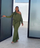 EVE Casual Solid Color Bat Sleeve Drawstring Jumpsuit YS-2407