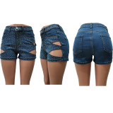EVE Hot Drill Holes Tight Denim Shorts CM-8716