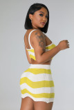 EVE Stripe Contrast Color Knits Two Piece Skirts Set GDYF-6689