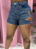 EVE Hot Drill Holes Tight Denim Shorts CM-8716