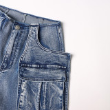 EVE Casual Spliced Multi-Pocket Jeans OD-8686