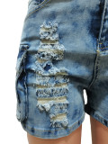 EVE Fashion Washed Denim Holes Shorts CM-8722