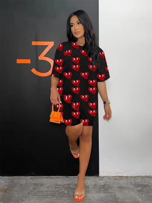 EVE Cute Printed Short Sleeve Shorts Two Piece Set MTY-6930
