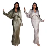 EVE Bat Long Sleeve V-Neck Sexy Long Dress MUE-8057