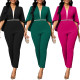 EVE Solid Color Bat Sleeve Patchwork Jumpsuit YF-5088