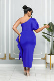 EVE Solid Color Single Shoulder Bubble Sleeve Midi Dress GYLY-9903