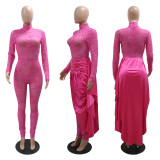 EVE Lace Jumpsuit And Tie Up Half Body Skirt Two Piece Set CYA-901124