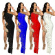 EVE Slash Shoulder Irregular Hot Drill Long Dress CYA-901146