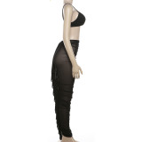 EVE Sexy See Through Mesh Bikinis Two Piece Skirt Set XEF-45930