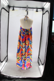 EVE Sexy Halter Multi Color Printed Long Dress SFY-410