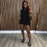 EVE Solid Color Pockets Shorts Casual Two Piece Set SFY-421