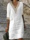 EVE Plus Size Solid V Neck Half Sleeve Midi Dress GYSM-W0558
