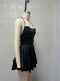 EVE Solid Color Backless Sling Mini Dress GYSM-W0732