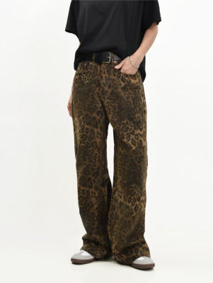 EVE Leopard Print Loose Straight Jeans GYSM-W0740