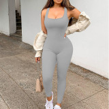 EVE Rib Square Neck Slim Fit Yoga Jumpsuit GYSM-LTCX5203