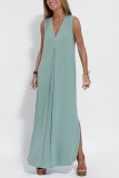 EVE Solid Color Pullover V-Neck Dress Cardigan Jacket Set GYSM-W0743