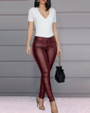 EVE Solid Color PU Leather Casual Pencil Pants GYSM-W0314